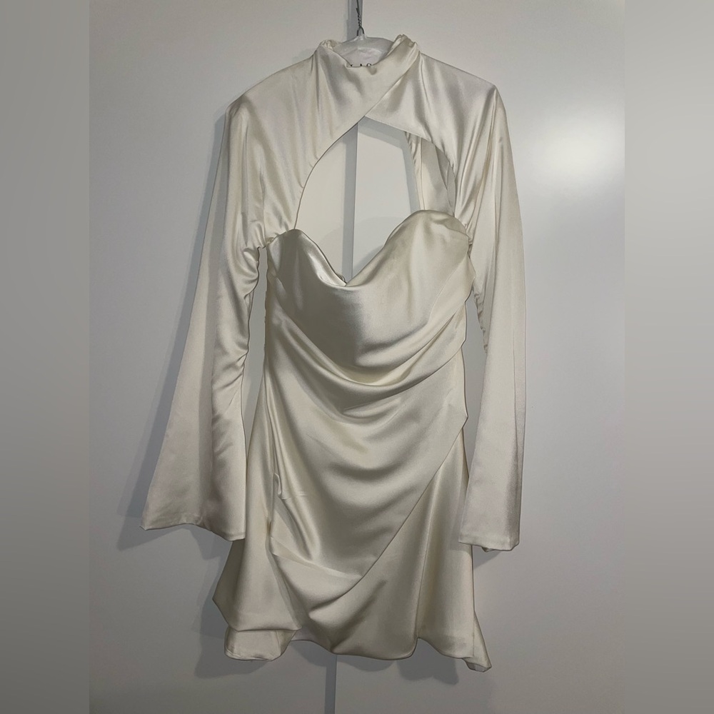 House Of CB Toira Long Sleeve Satin Corset Minidress